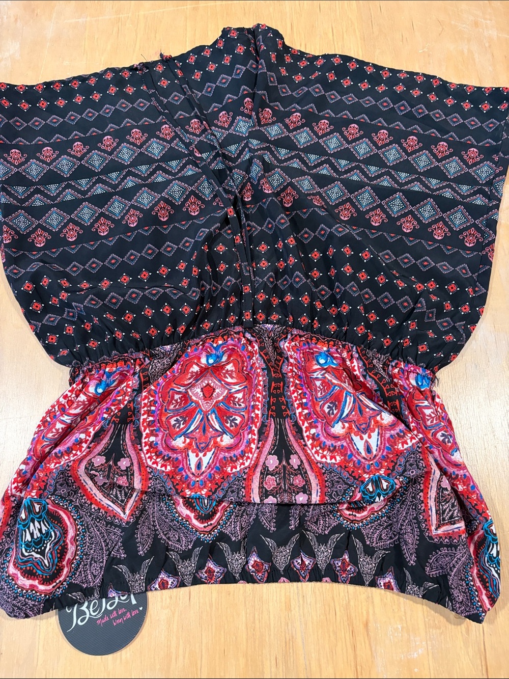 BeBop ~ Black strapless Top romer shorts with Red and Pink Paisley Print